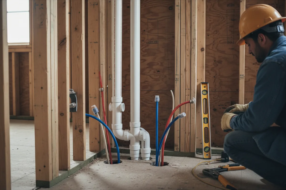 Drain and supply rough-in during Toilet Repair and Installation in Palatine