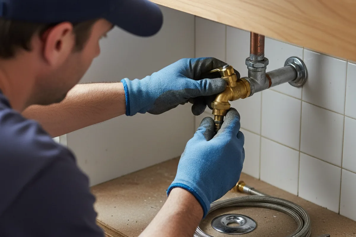 Shutoff valve and fitting work during Burst Pipe Repair in Palatine
